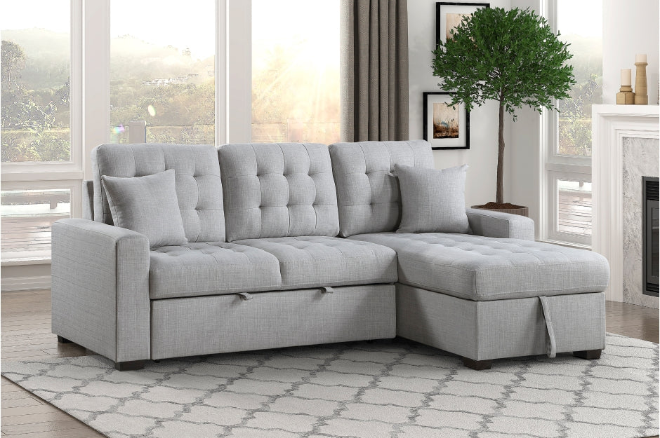 2-Piece Sectional with Pull-out Bed and Right Chaise with Hidden Storage
