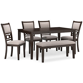 Langwest Dining Table and 4 Chairs and Bench (Set of 6)
