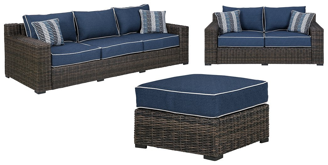 Grasson Lane 3-Piece Outdoor Sofa and Loveseat with Ottoman